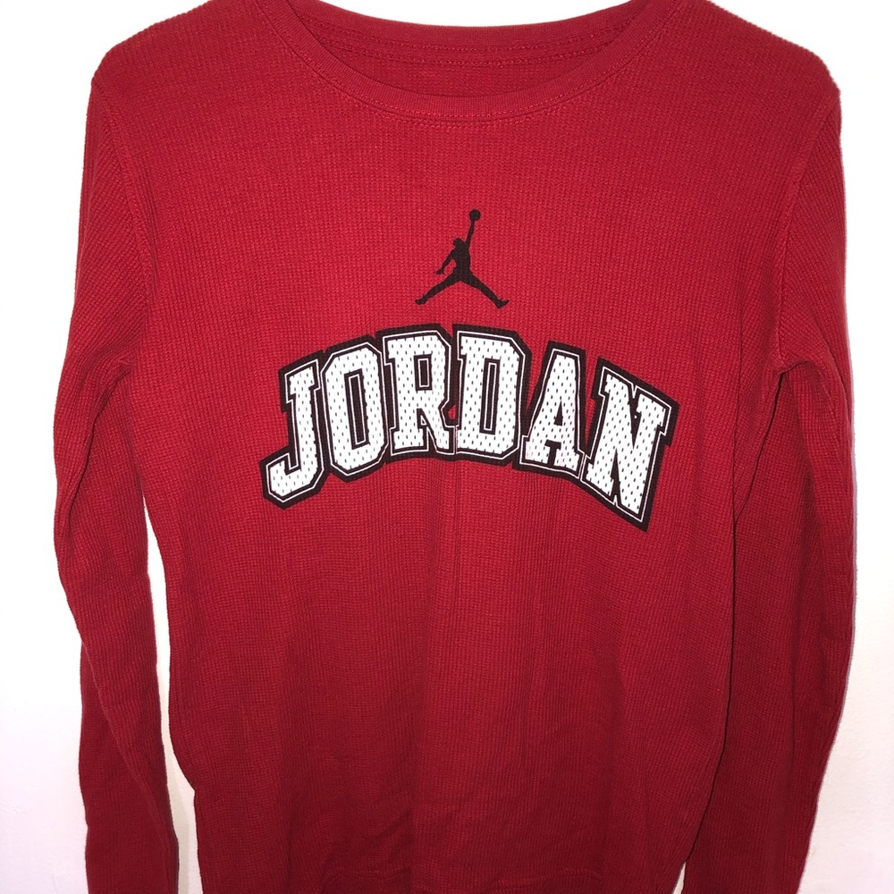 boys size LARGE - red , long sleeve JORDAN thermal
